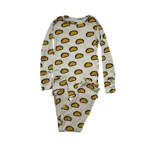 WILLOW + CO Taco Tuesday Long Sleeve Beige Pajama Set Size 5T Unisex Bamboo